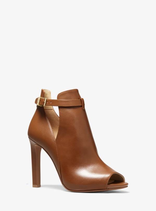 Damske Clenkove Cizmy Michael Kors Lawson Leather Open-Toe Hnede - Topanky Michael Kors Akcia | JVQOX-8436